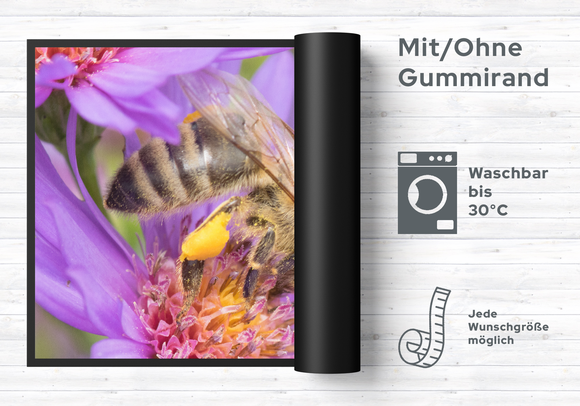 Fussmatte Biene und Blüte 10874