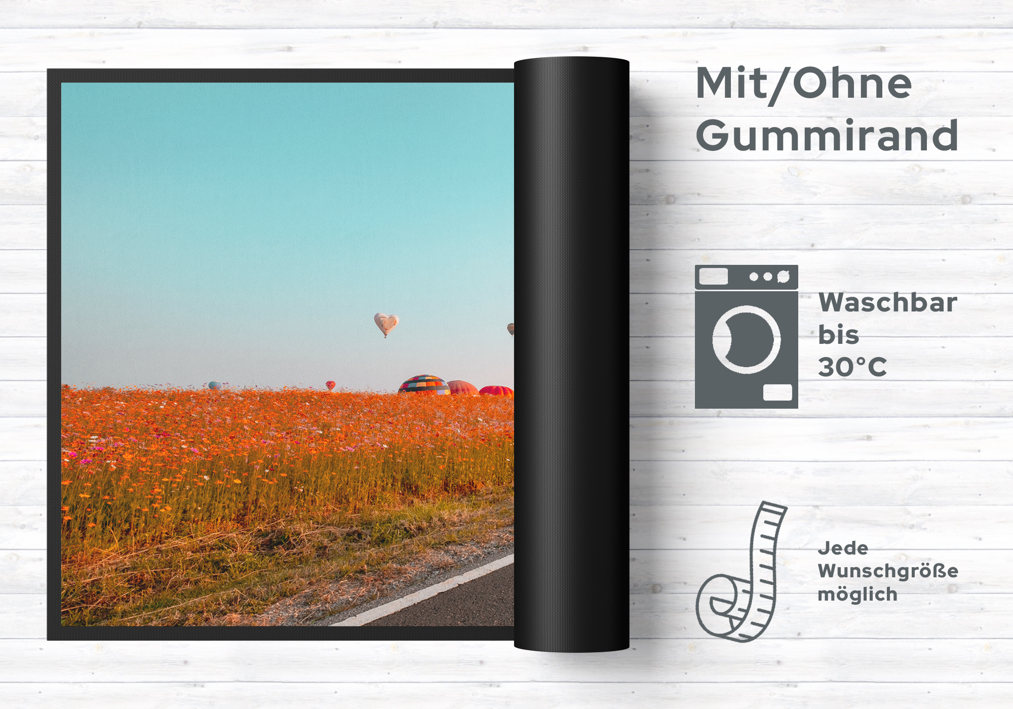 Fussmatte Herzheißluftballon 11013