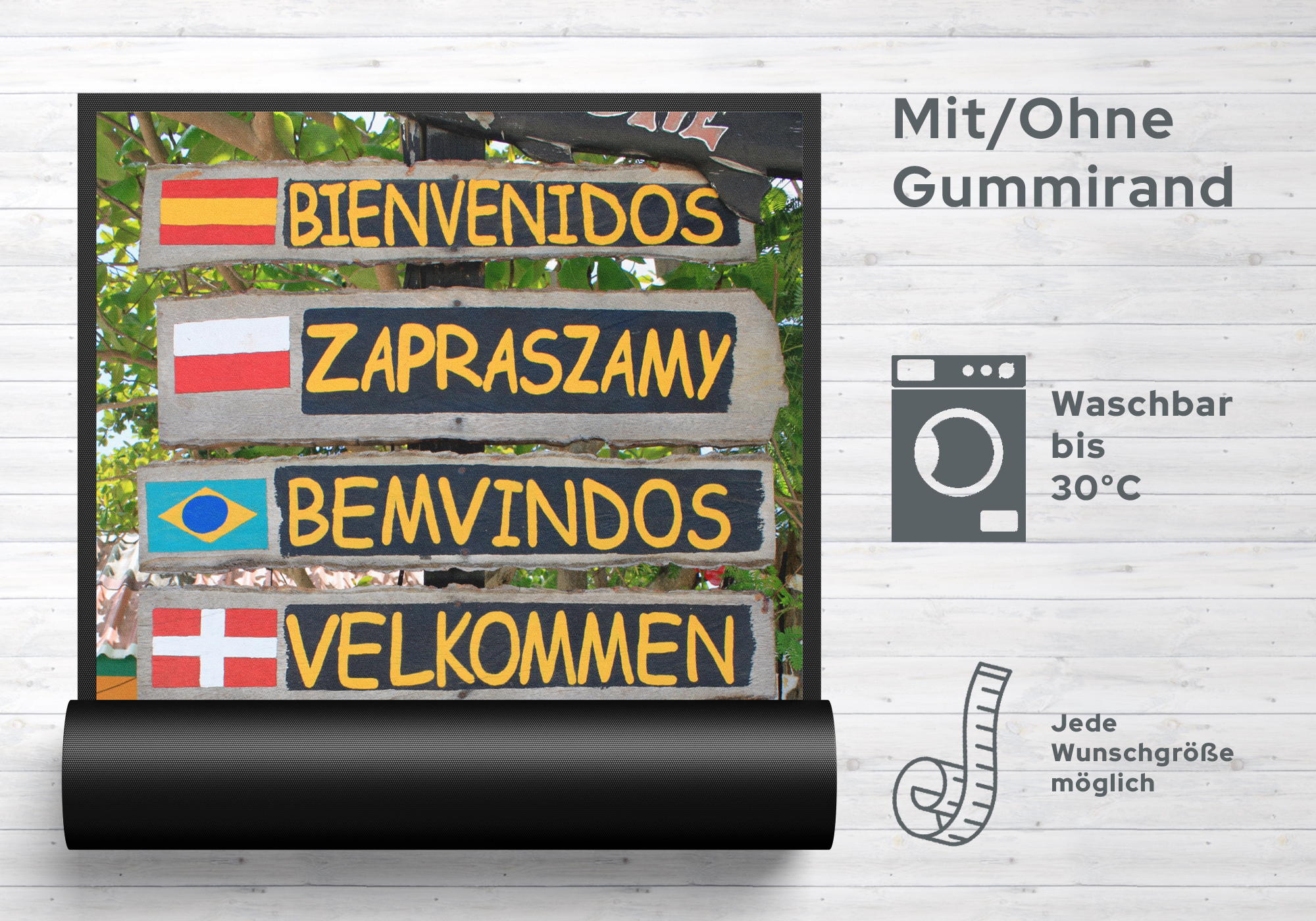 Fussmatte Sprache Willkommen 7003