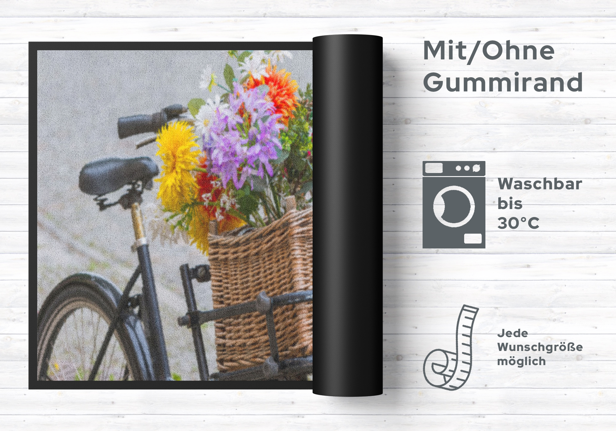 Fussmatte Blumenkorb Fahrrad 4559