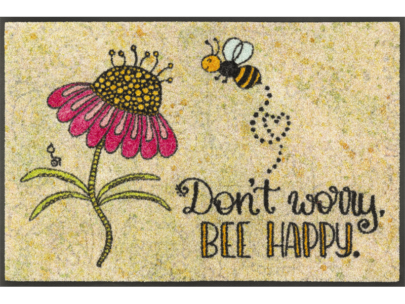 Fußmatte mit Blume und Biene und Schriftzug "don´t worry, be happy"