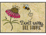 Lade das Bild in den Galerie-Viewer, Fußmatte mit Blume und Biene und Schriftzug &quot;don´t worry, be happy&quot;
