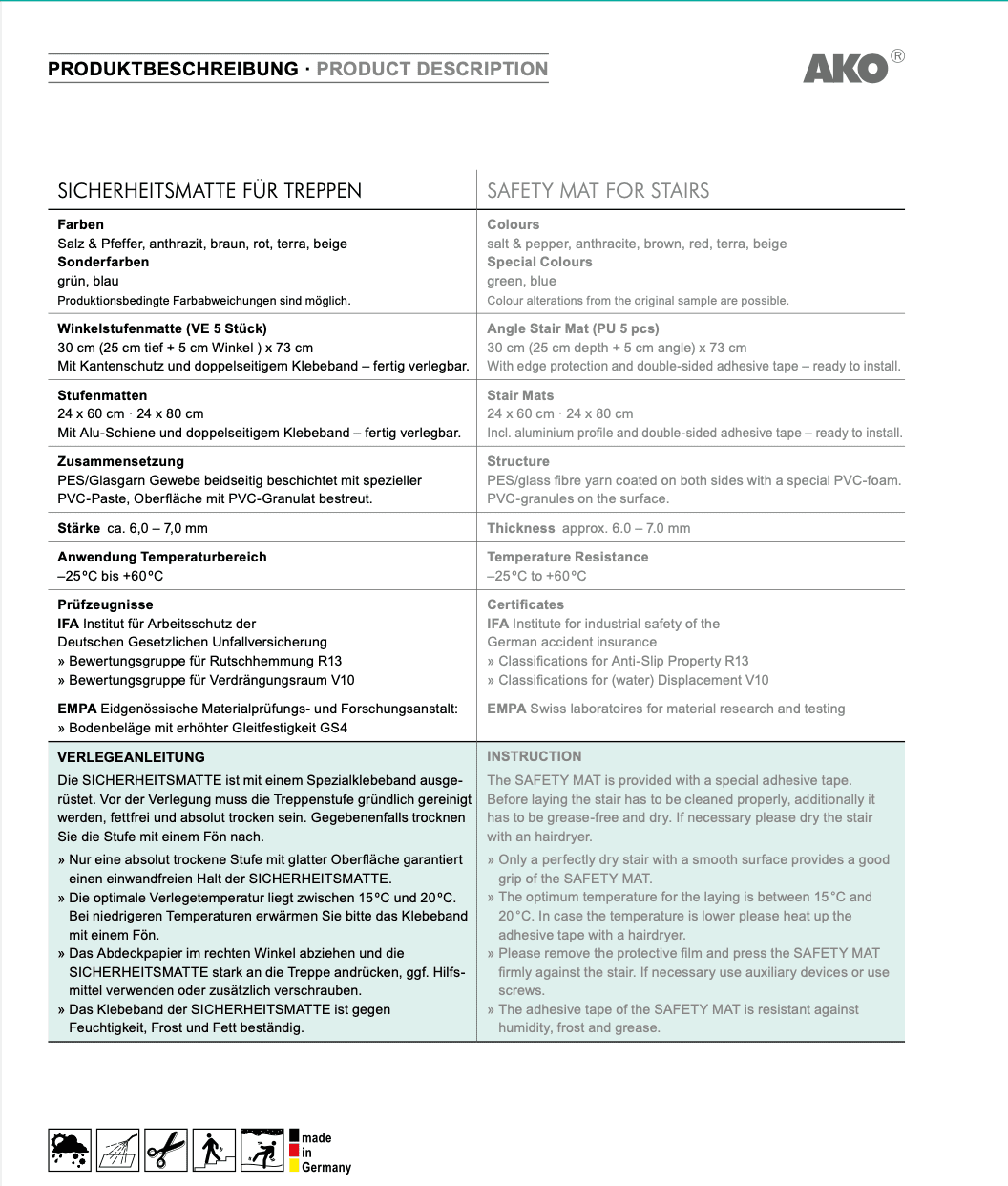 AKO SICHERHEITSMATTE FÜR TREPPEN BEIGE
