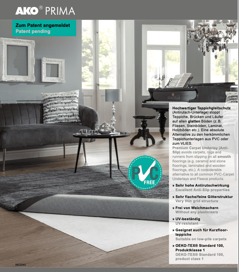 AKO PRIMA Hochwertiger Teppichgleitschutz Antirutsch-Unterlage Umweltfreundlich 60 cm