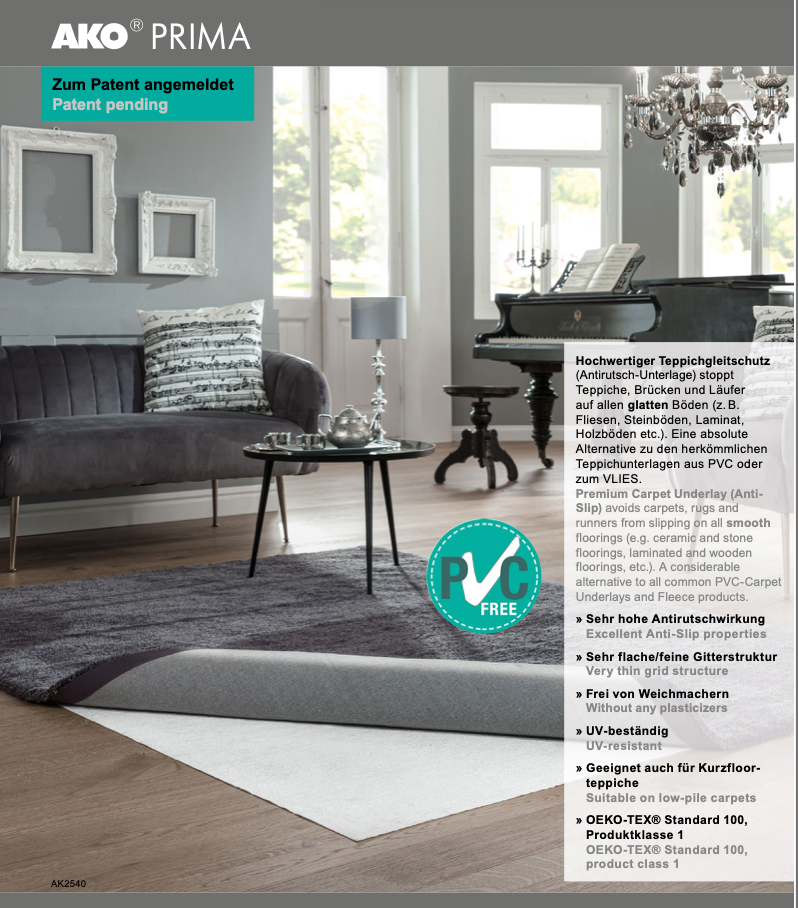 AKO PRIMA Hochwertiger Teppichgleitschutz Antirutsch-Unterlage Umweltfreundlich 80 cm