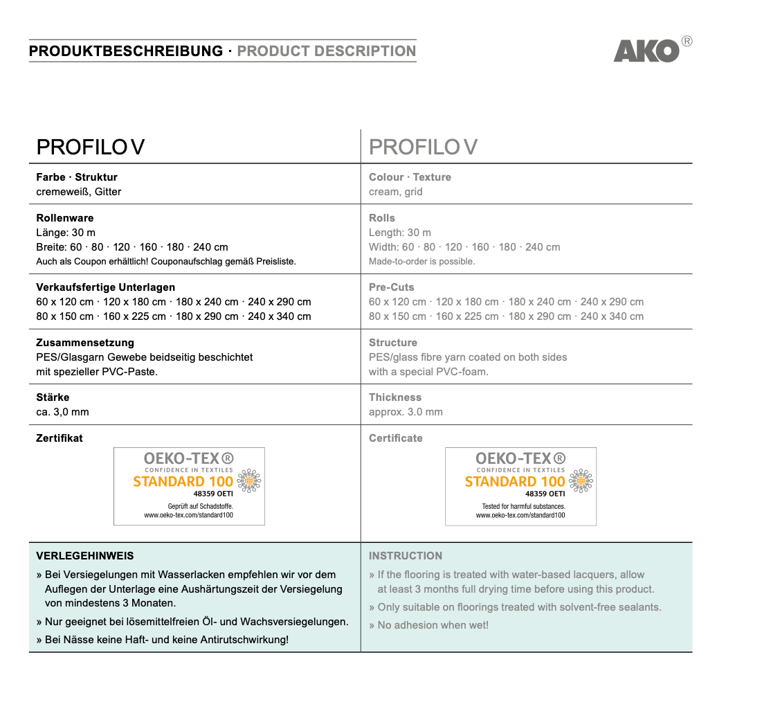 AKO PROFIL0 V Hochwertige Teppichantirutschmatte 120 cm