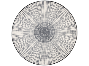 runde Fußmatte mit grau, weißer Linienstruktur