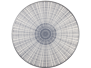 runde Fußmatte mit grau, weißer Linienstruktur