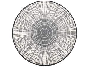 runde Fußmatte mit grau, weißer Linienstruktur