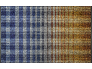 Fußmatte mit blau, orangen Streifen