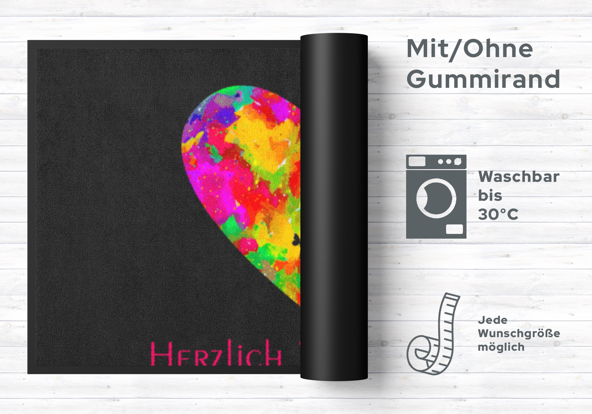 Fussmatte Herzlich Willkommen Herz 4086