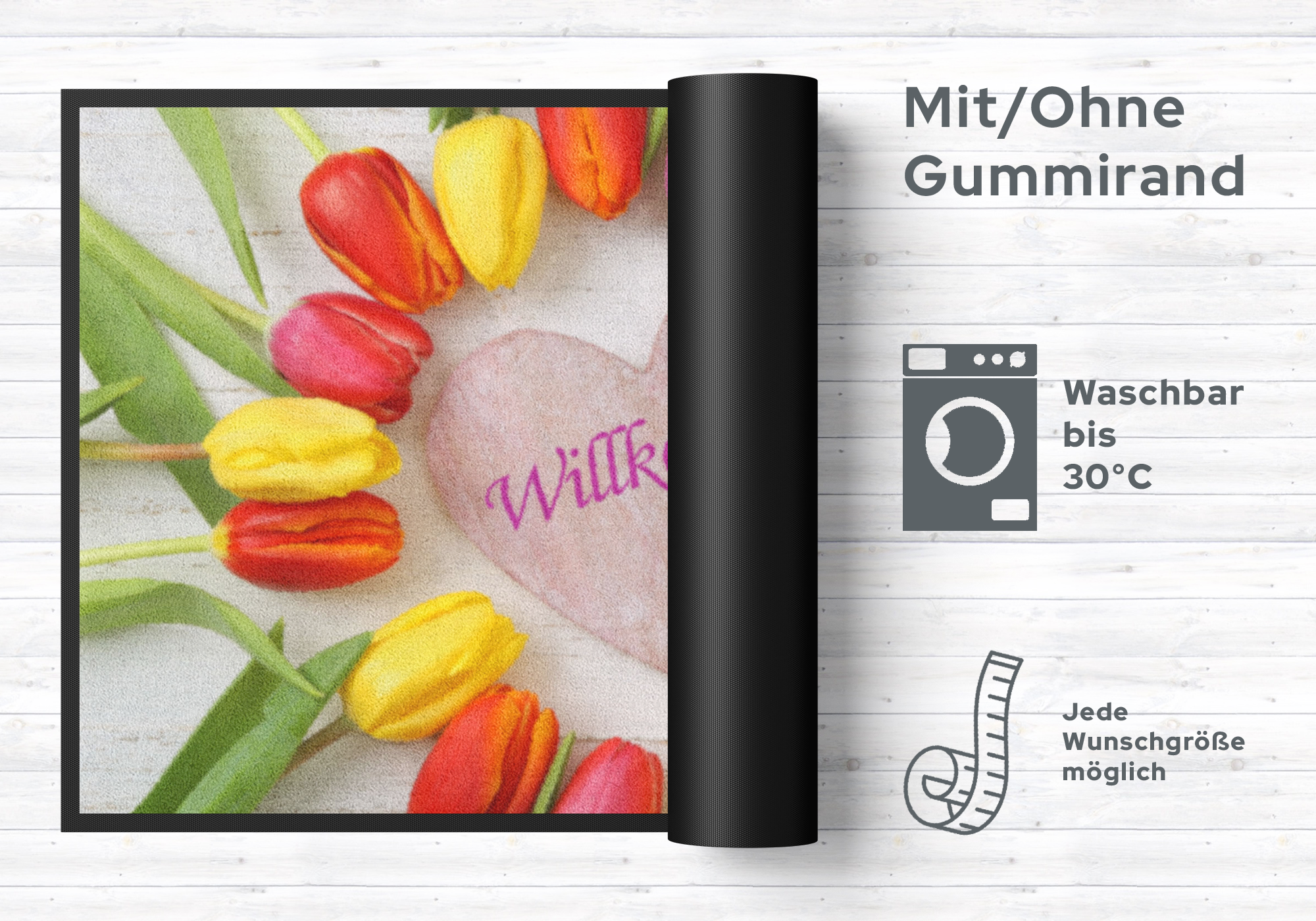 Fussmatte Willkommen Tulpen 4152