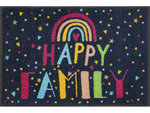 Lade das Bild in den Galerie-Viewer, dunkelblaue Fußmatte mit buntem Schriftzug &quot;Happy Family&quot; und Regenbogen
