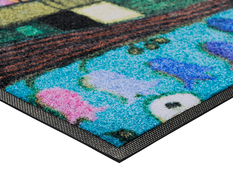 Stadt in Blau wash + dry Fußmatte