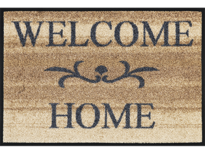 hellbraune Fußmatte mit Ornament und Schriftzug "WELCOME HOME"