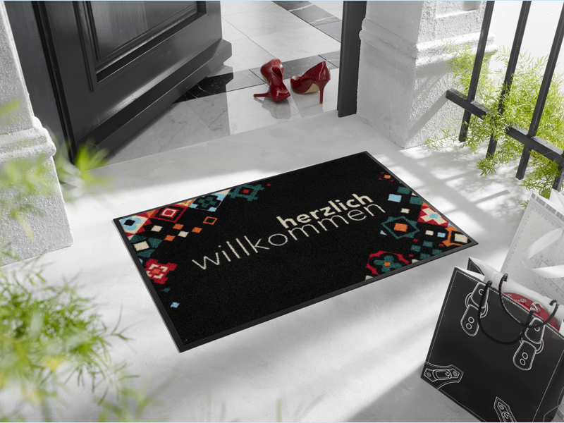 Willkommen Mosaik bunt wash + dry Fußmatte