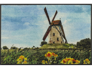 Fußmatte mit Windmühle und Blumenwiese