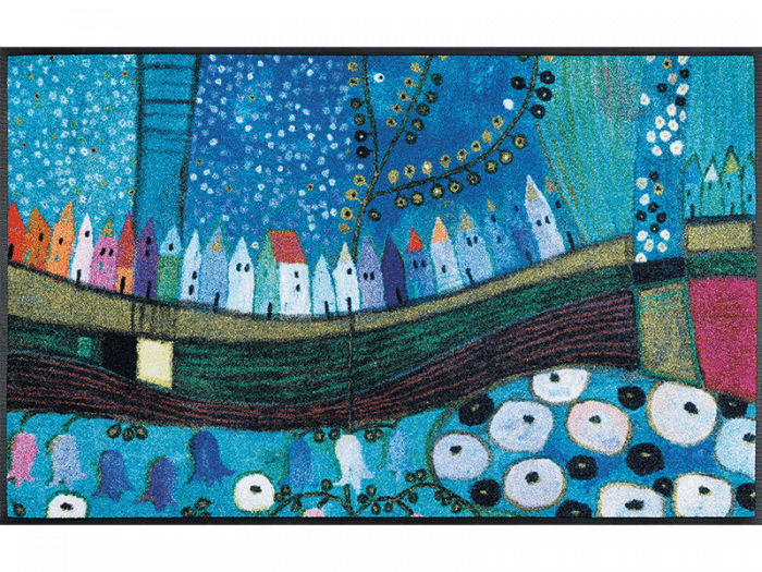 Stadt in Blau wash + dry Fußmatte