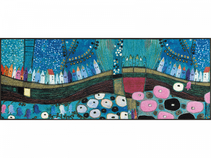 Stadt in Blau wash + dry Fußmatte