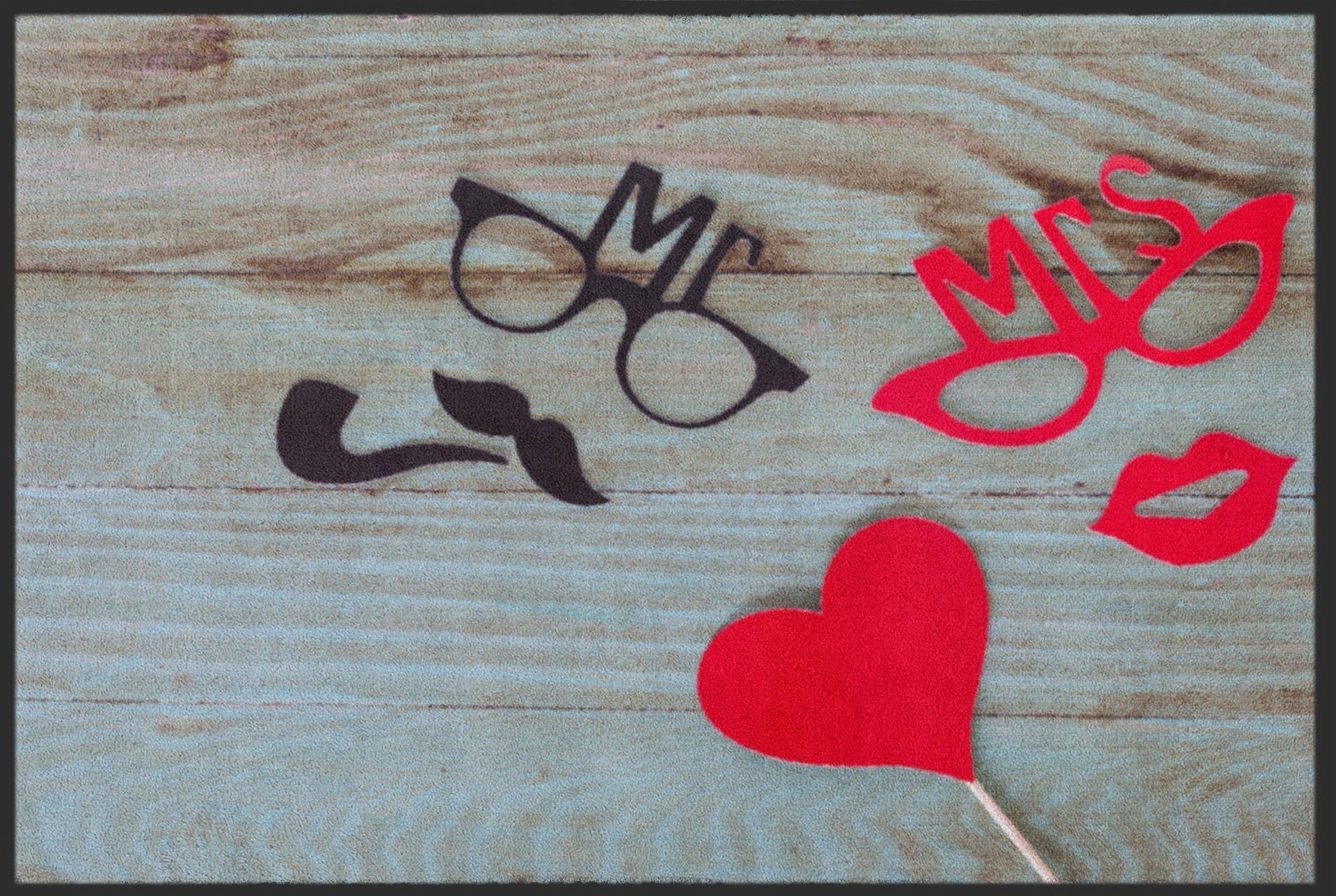 Fussmatte Hochzeit Mr & Mrs 4061 - 60 cm x 45 cm / Mit Gummirand